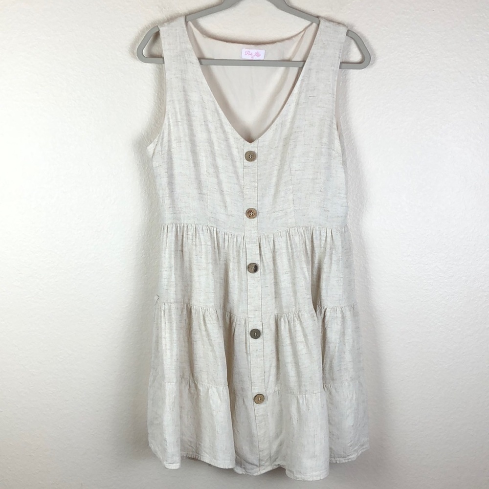 Pink Lily Linen Blend Sleeveless Dress Sz XL